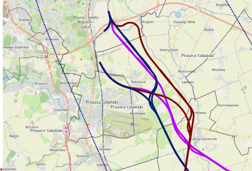 Proponowane trasy nowej linii budowanej ramach Centralnego...