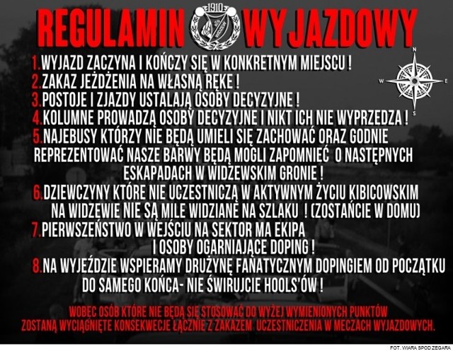 Grupy kibicowskie Widzewa opracowały regulamin wyjazdów i przesłały go do naszej redakcji. Oto treść tego komunikatu, który obowiązuje już od wyjazdu na mecz do Elbląga.CZYTAJ DALEJ NA KOLEJNYM SLAJDZIE