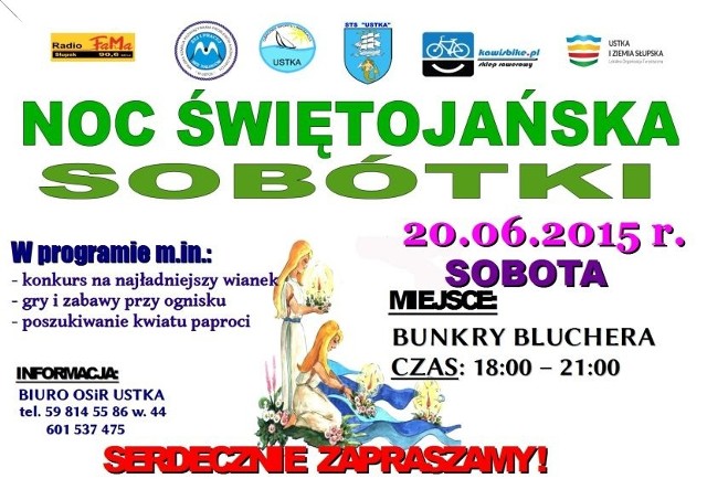 W sobotę (20.06.) w godz. 18-21  w Bunkrach Bluchera odbędzie się Noc Świętojańska Sobótki. W programie przewidziano konkurs na najładniejszy wianek, gry i zabawy przy ognisku i poszukiwanie kwiatu paproci.