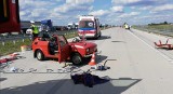 Groźny wypadek na A1. "Maluch" został staranowany przez inne auto! ZDJĘCIA