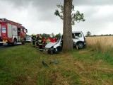 Tragiczny wypadek w gminie Sławno. Samochód uderzył w drzewo, zginął kierowca [ZDJĘCIA]