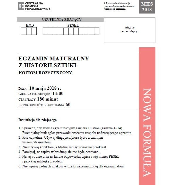 Matura 2018 historia sztuki poziom rozszerzony. Matura z historii sztuki 10.05.2018 rozszerzenie [arkusze CKE, odpowiedzi, rozwiązania]