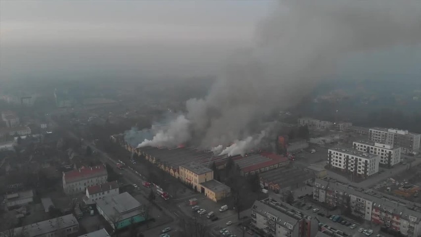 Pożar na Stabłowicach widziany z góry [FILM Z DRONA]