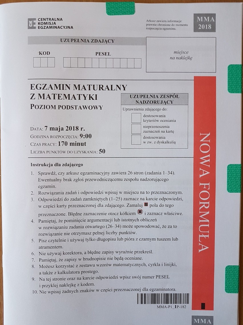 Matura 2018 MATEMATYKA [ODPOWIEDZI| ARKUSZ CKE| ROZWIĄZANIA - PODSTAWA] w serwisie EDUKACJA. Są pierwsze komentarze