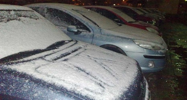 Pierwsze opady śniegu w Koszalinie.