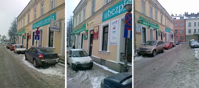 Mimo zakazu kierowcy parkują na chodniku przy ul. Bożniczej w Rzeszowie.