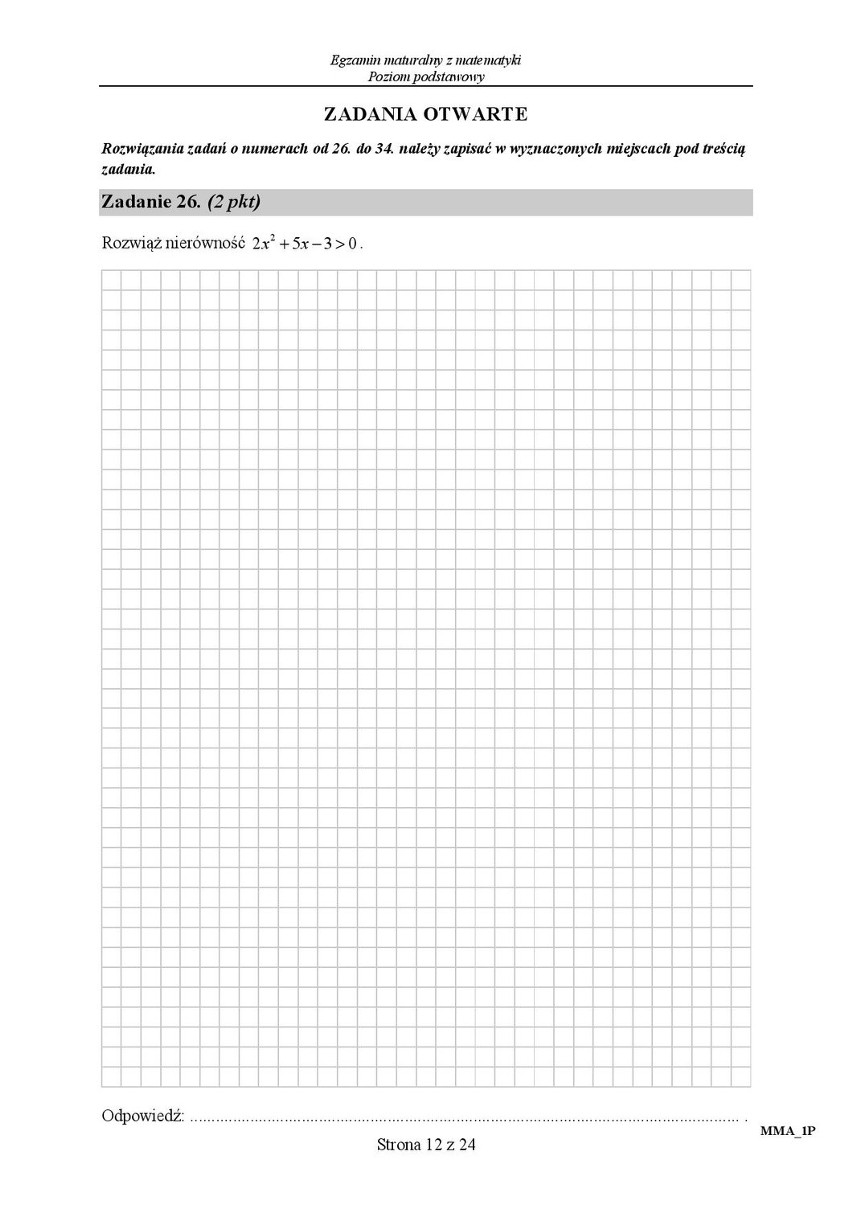 Stara matura 2016: Matematyka poziom podstawowy [ODPOWIEDZI,...