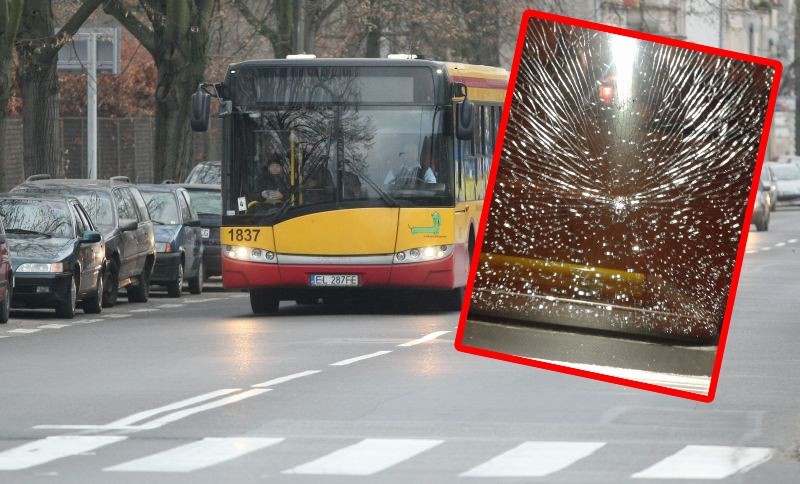 Ktoś ostrzelał  autobus 96 na Lutomierskiej! W pojeździe pękły dwie szyby! [ZDJĘCIA]