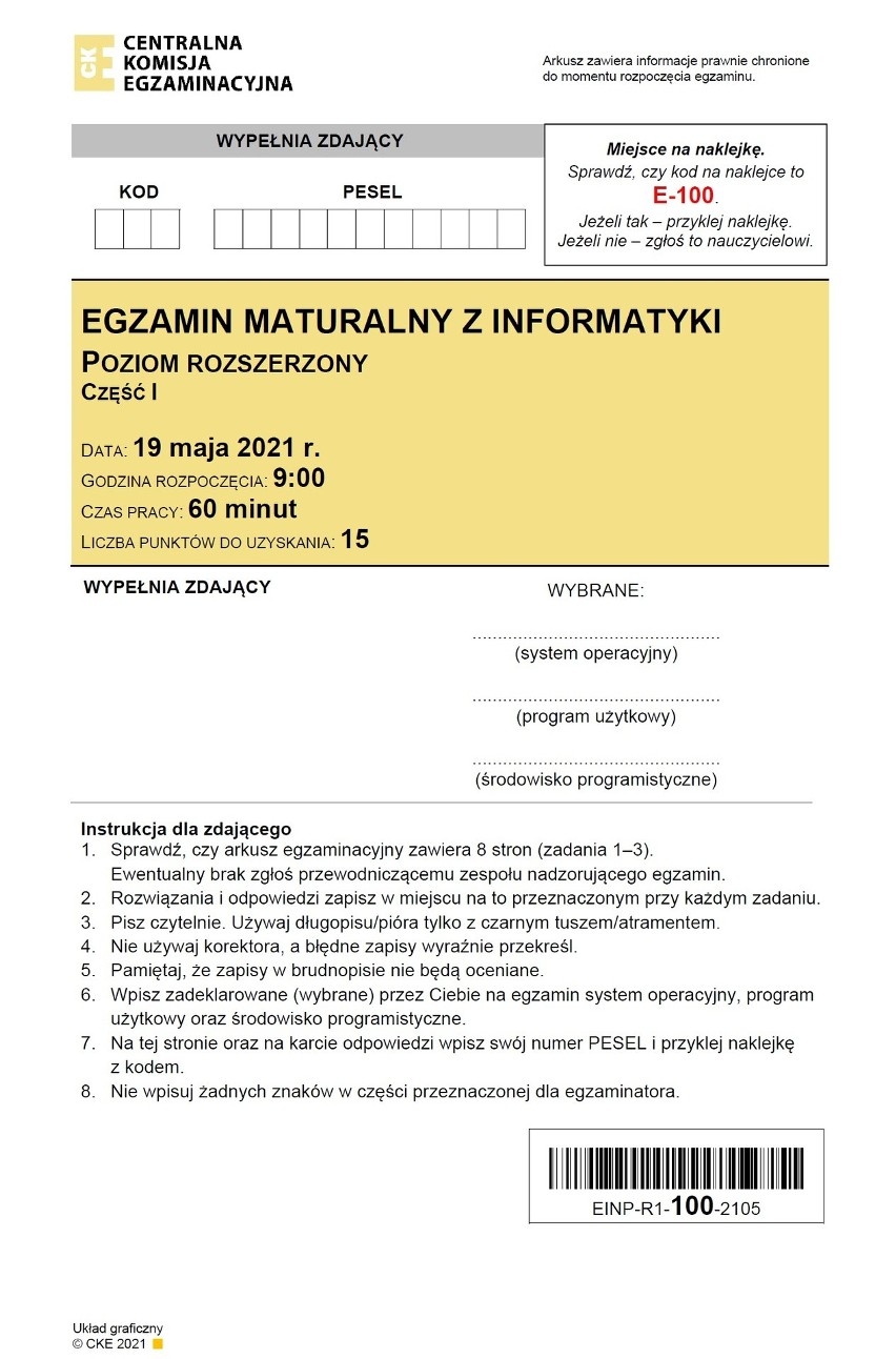 Matura 2021: informatyka, poziom rozszerzony. ARKUSZ CKE. Czy egzamin z informatyki 19.05.2021 sprawił trudność zdającym?