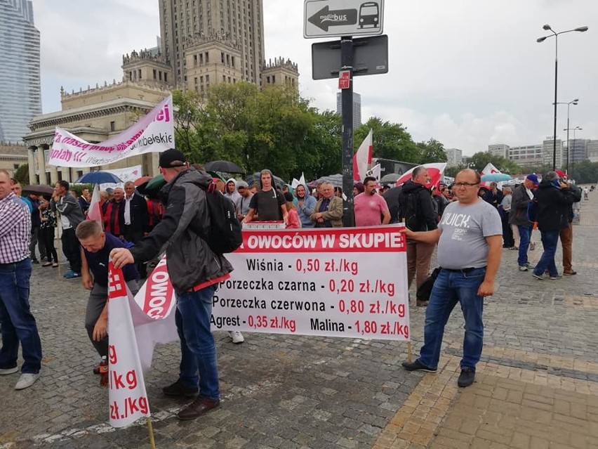 Sadownicy protestują w Warszawie.
