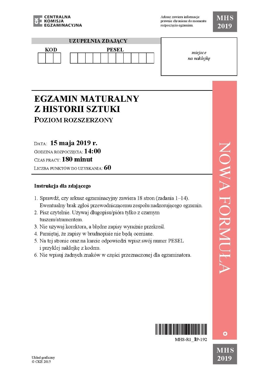 Historia sztuki poziom rozszerzony. Odpowiedzi, arkusze CKE,...