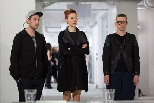 Finaliści pierwszej polskiej edycji "Project Runway" - od lewej: Maciej Sieradzky, Liliana Pryma, Jakub Bartnik,  (fot. fot. Piotr Mizerski / TVN)