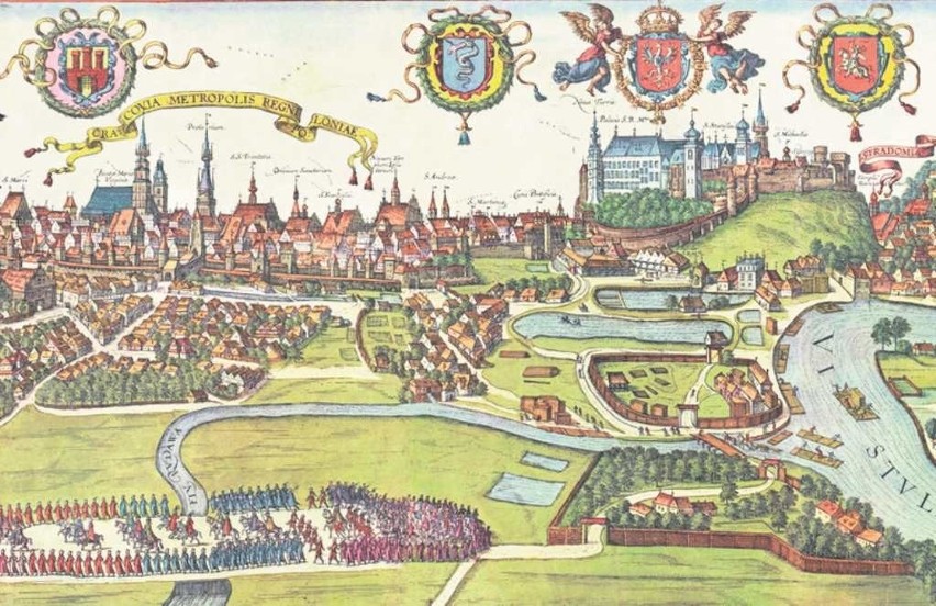 Panorama Krakowa z początku XVII w. zamieszczona w dziele...
