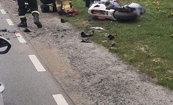 Powroźnik. Tragiczny wypadek pod Muszyną. Nie żyje młody motocyklista. Utrudnienia na drodze Krynica-Zdrój - Muszyna