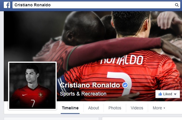 Profil Cristiano Ronaldo na Facebooku