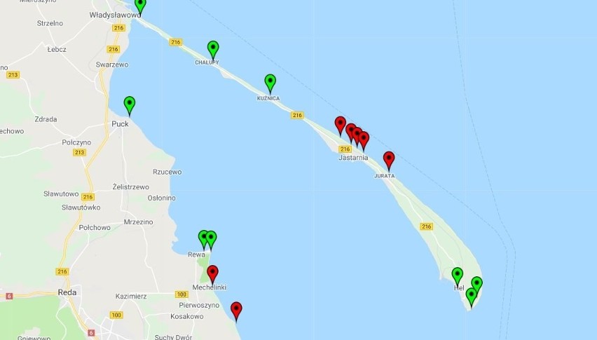 Sinice nad Bałtykiem 1.08.2018 AKTUALIZACJA Mapa online....