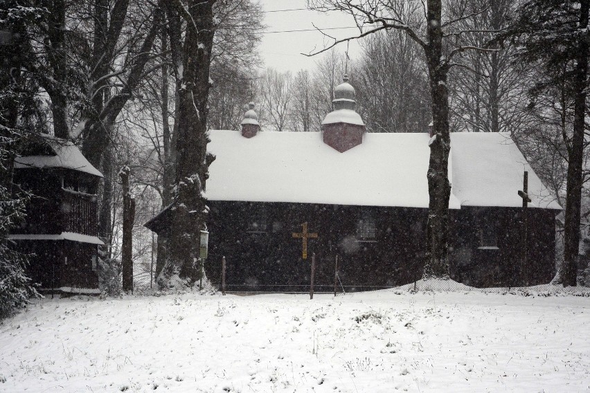 Od wczoraj w Bieszczadach intensywnie pada śnieg. Wieje...