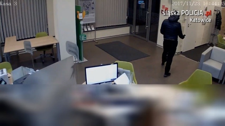 Napad na bank w Katowicach. Złodziej na wideo. Znacie go? WIDEO+ZDJĘCIA