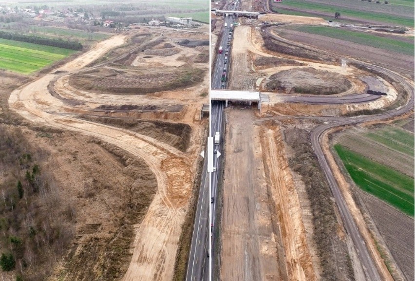 Budowa autostrady A1 w Śląskiem. Luty 2020....