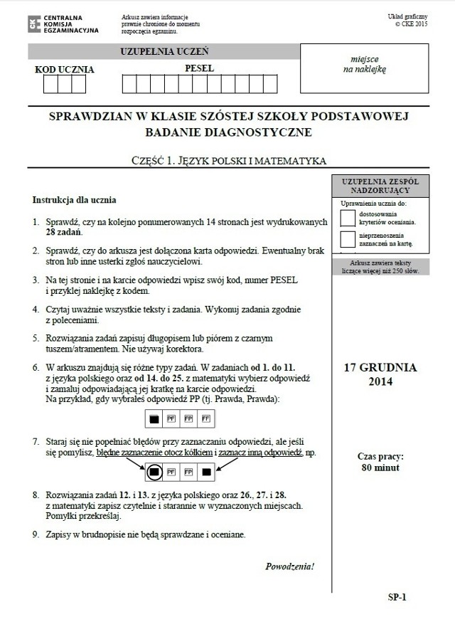 Sprawdzian szóstoklasisty - język polski i matematSprawdzian szóstoklasisty - język polski i matematyka - odpowiedzi