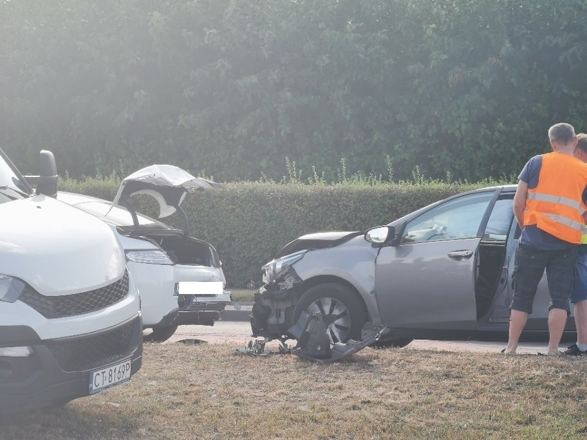 Do kolizji doszło na lewym pasie jezdni Grudziądzkiej w...