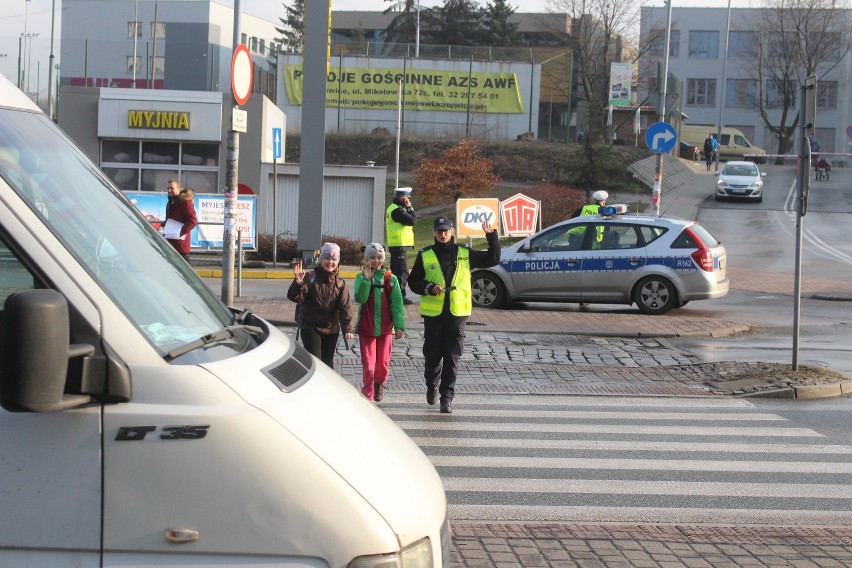 Akcja policji: Zebry przeprowadzały ludzi przez pasy w Katowicach