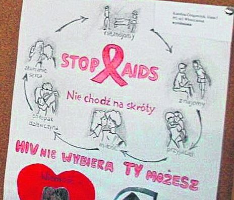 Prace uczniów zgłoszone do konkursu o AIDS. 