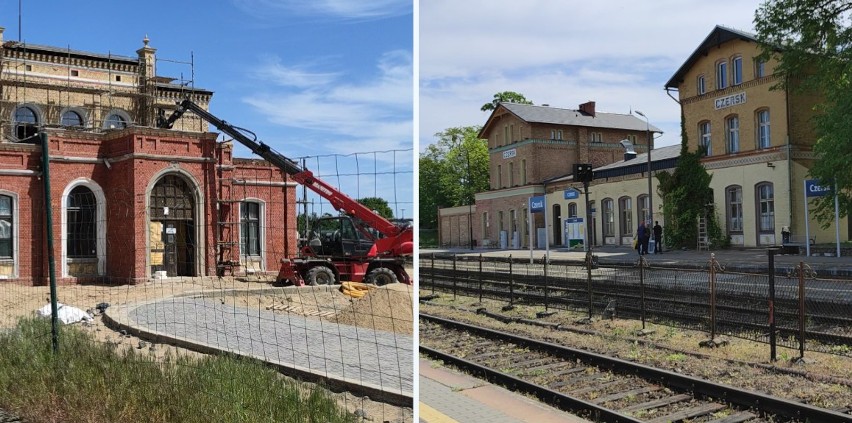 Remont dworców kolejowych w Chojnicach i Czersku. Budynki pięknieją w oczach - zobacz zdjęcia i wideo