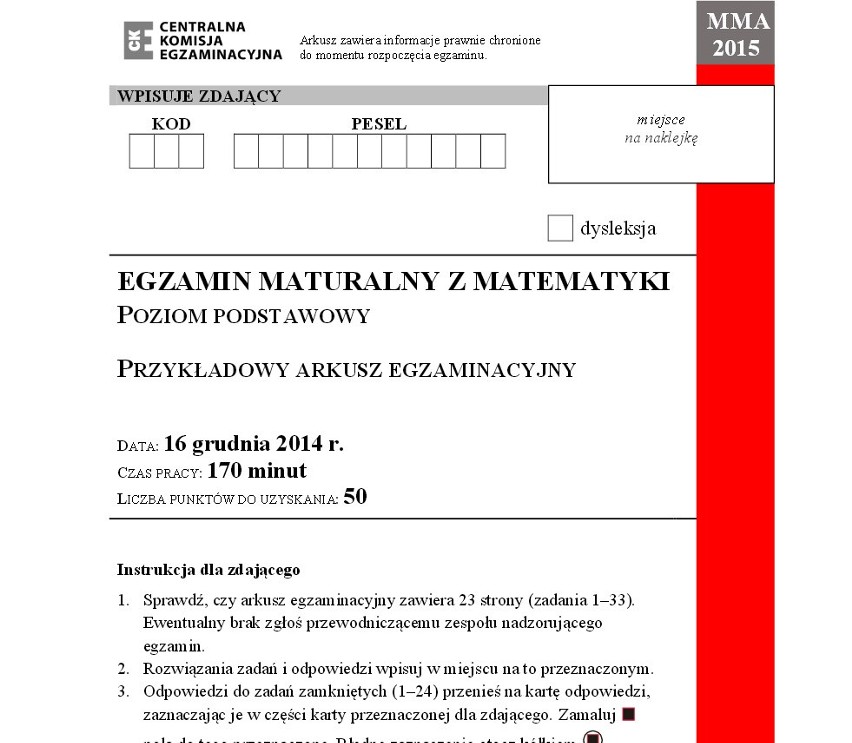 Próbna matura 2014 matematyka. Są arkusze CKE! Sprawdź, co było! (ZADANIA,  ODPOWIEDZI) | Gazeta Wrocławska