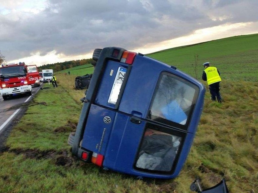 Wypadek pod Zamartem. Ciężarną kobietę przetransportowano helikopterem do szpitala w Bydgoszczy!