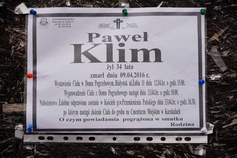 Paweł Klim zmarł 9 kwietnia 2016 roku