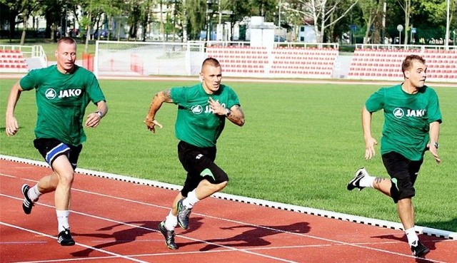 Paweł Mądrzejewski, Krzysztof Kretkowski i Borys Modracki w trakcie jednego z treningów