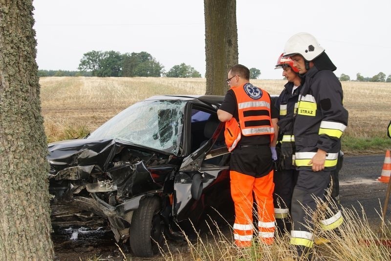 Wypadek pod Stuchowem. Samochód uderzył w drzewo [zdjęcia]