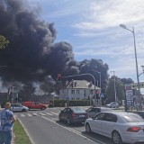 Pożar na terenie budowanego marketu w Świeciu. Dym było widać z odległości kilkudziesięciu kilometrów [zdjęcia]