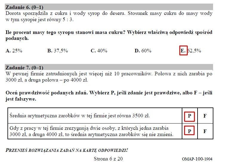 EGZAMIN ÓSMOKLASISTY 2019 MATEMATYKA ODPOWIEDZI, ROZWIĄZANIA, ARKUSZ CKE. Test 8-klasisty z matematyki 16.04.2019 [klucz odpowiedzi, arkusz]