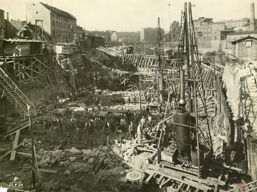Budowa elektrowni wodnej południowej we wrześniu 1924 roku