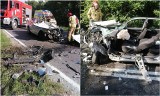 Wypadek pod Dobromierzem na Dolnym Śląsku. Z osobówki zostały szczątki, bus w rowie [ZDJĘCIA]