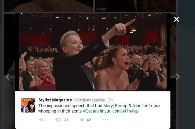 Reakcja Meryl Streep i Jennifer Lopez na przemowę Patricii...