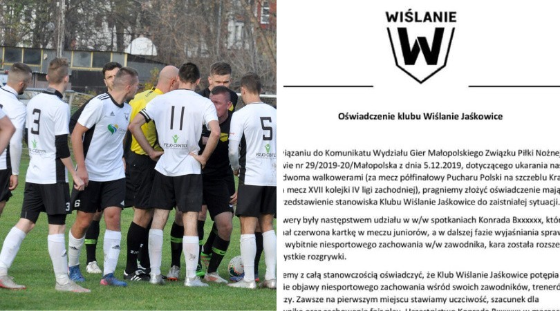 Wiślanie. Oświadczenie po walkowerach: "Zachowanie zawodnika zasługuje na wysoką karę. Klub musi odpokutować błędy formalne" 