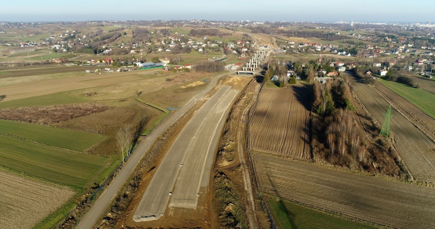 S19 Rzeszów Południe - Babica. Widok na budowę estakady w...