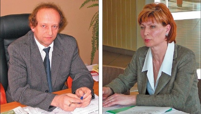 Wójt Dolic Wojciech Szczepański i burmistrz Chociwla Ewa Ludwińska.