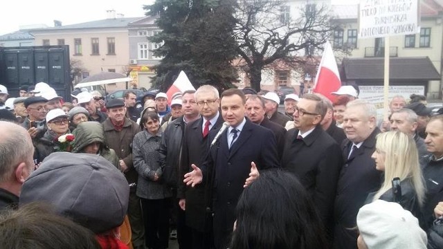 Andrzej Duda podczas spotkania z wyborcami na żywieckim Rynku.