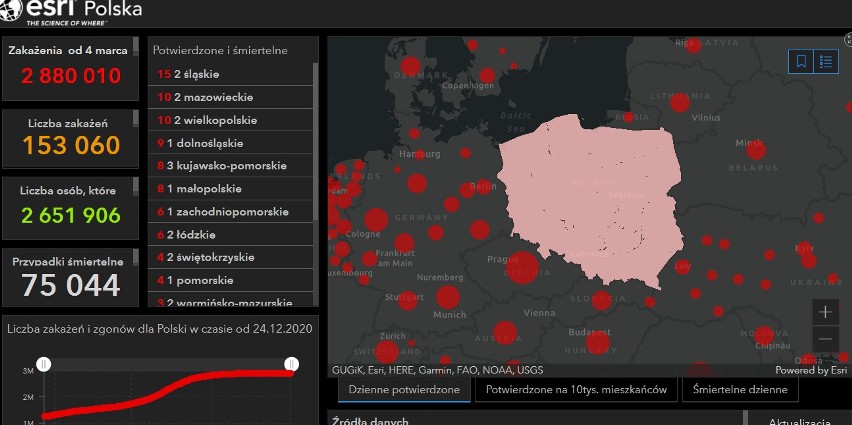 Mapa zakażeń koronawirusa w Polsce | COVID-19 | Raport zakażeń Ministerstwa Zdrowia i WHO