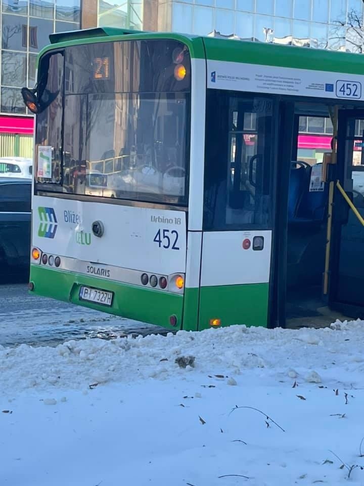 Zderzenie autobusów na al. Piłsudskiego w Białymstoku