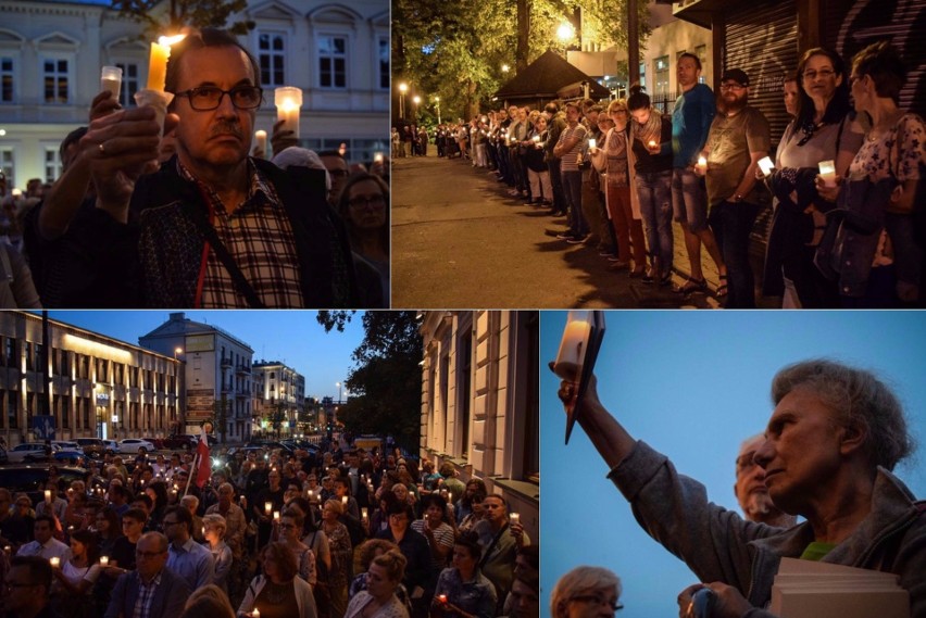 Protest przed Sądem Okręgowym w Lublinie. Setki zniczy, flagi i hymn (ZDJĘCIA, WIDEO)