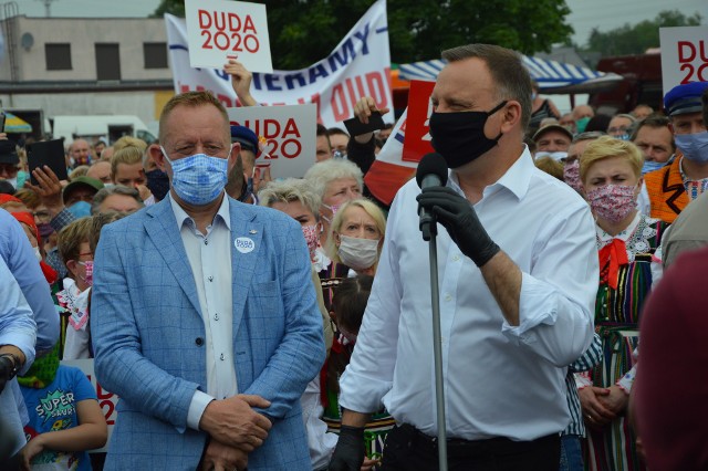 Prezydent Duda na wiecu wyborczym w Opocznie.