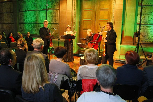 Meccorre String Quartet podczas koncertu w holu kolumnowym CK Zamek