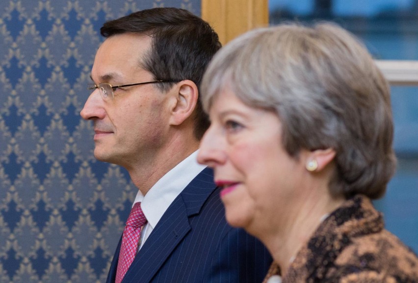 Theresa May i Mateusz Morawiecki w Warszawie, 21 grudnia...