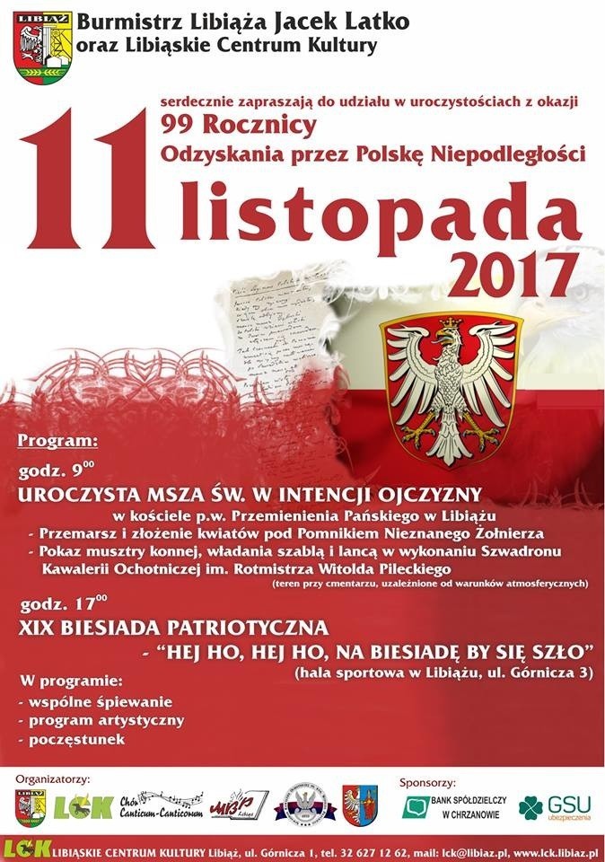 Obchody święta niepodległości. W Libiążu odbędzie się biesiada patriotyczna