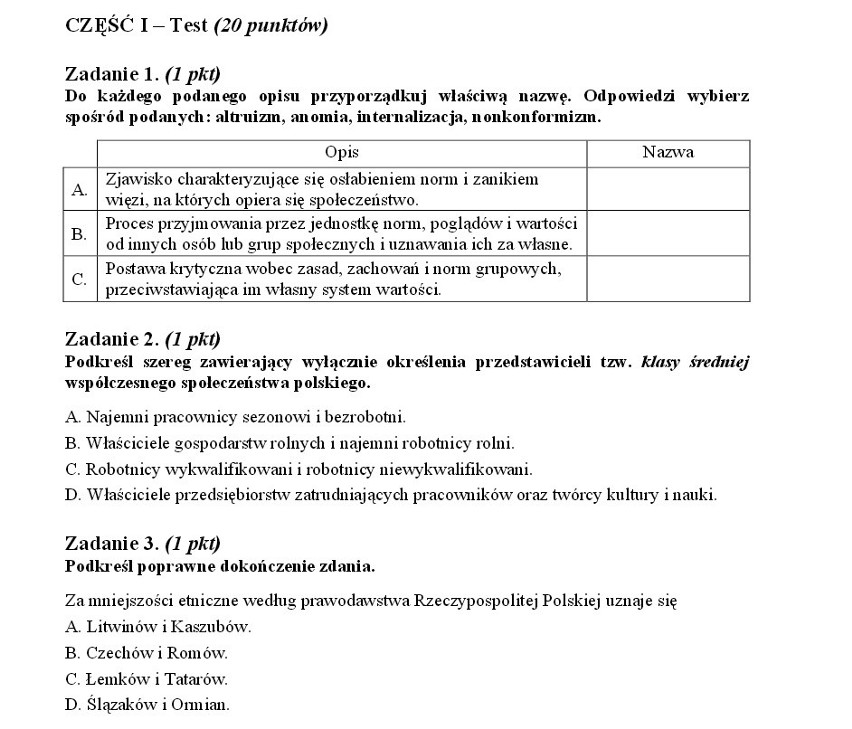 Próbna matura 2014. Arkusz maturalny WOS CKE grudzień 2014 -...